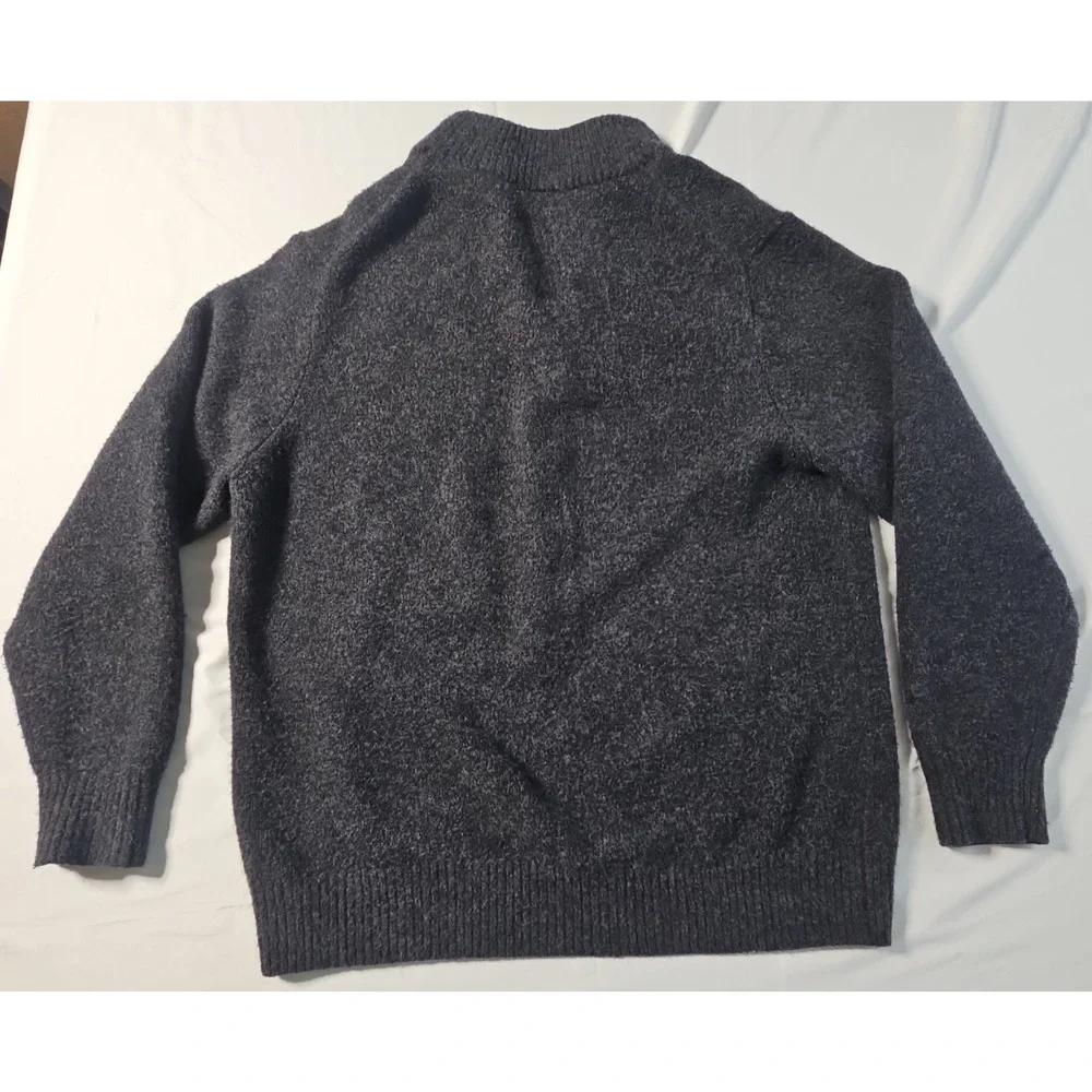 Uniqlo Sweater Mens Medium Grey Pullover Mock Neck Acrylic/Wool Blend Sweater